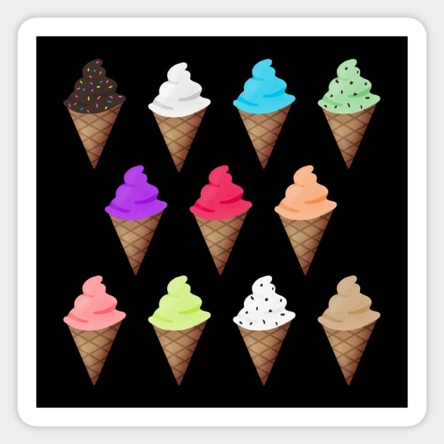 Variety of Ice Cream Flavors Sticker by Kelly Louise Art